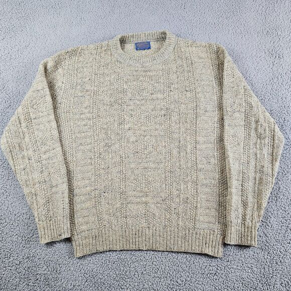 Pendleton Other - Vintage Pendleton Sweater Men Large Khaki Wool USA 60s 70s Ribbed Textured Crew